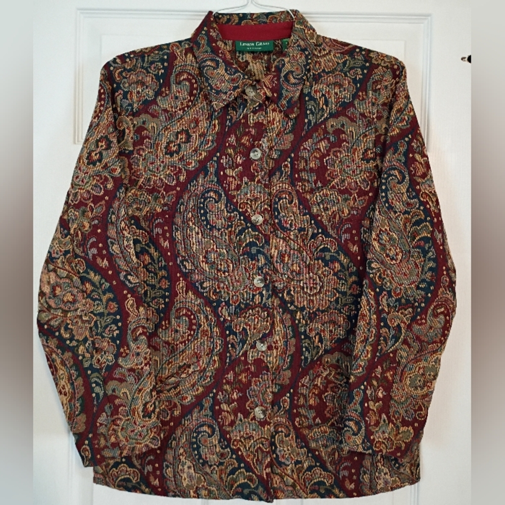 VINTAGE Lemon Grass Studio Tapestry Blazer Size Small